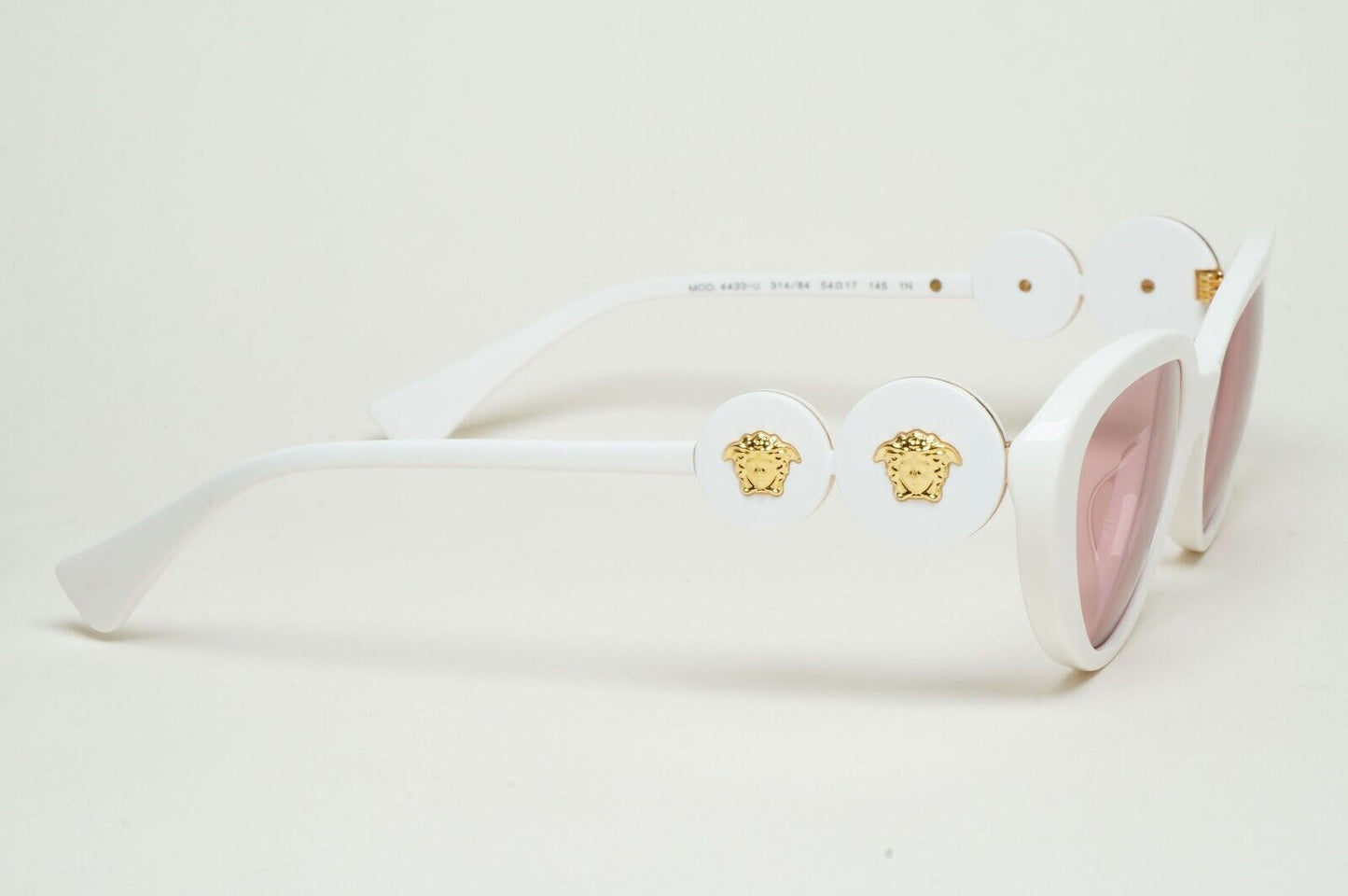 Versace Sunglasses White Cat Eye Pale Pink Gold Medusa MOD VE 4433-U 314/84 54mm