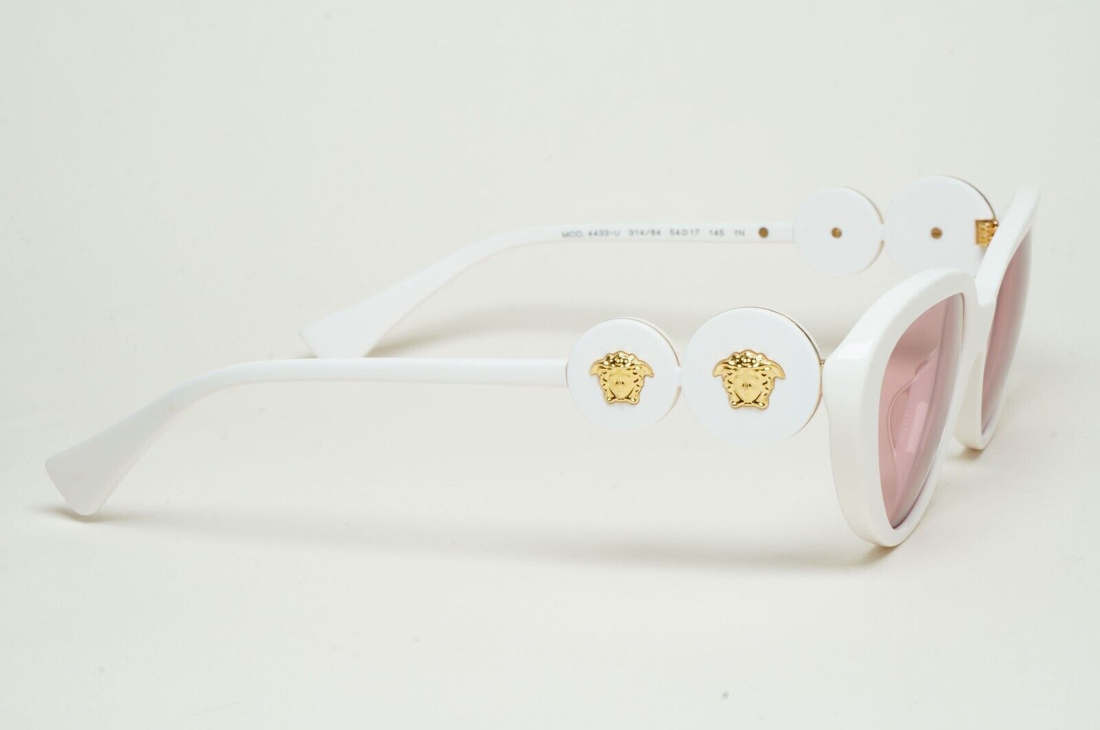 Versace Sunglasses White Cat Eye Pale Pink Gold Medusa MOD VE 4433-U 314/84 54mm
