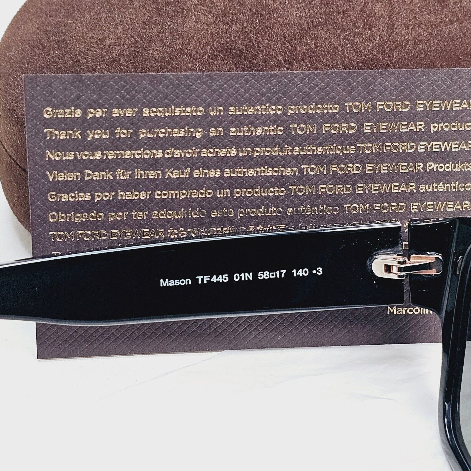 Tom Ford Sunglasses Mason Black Glossy Green Square FT0445 TF 445 01N 58mm