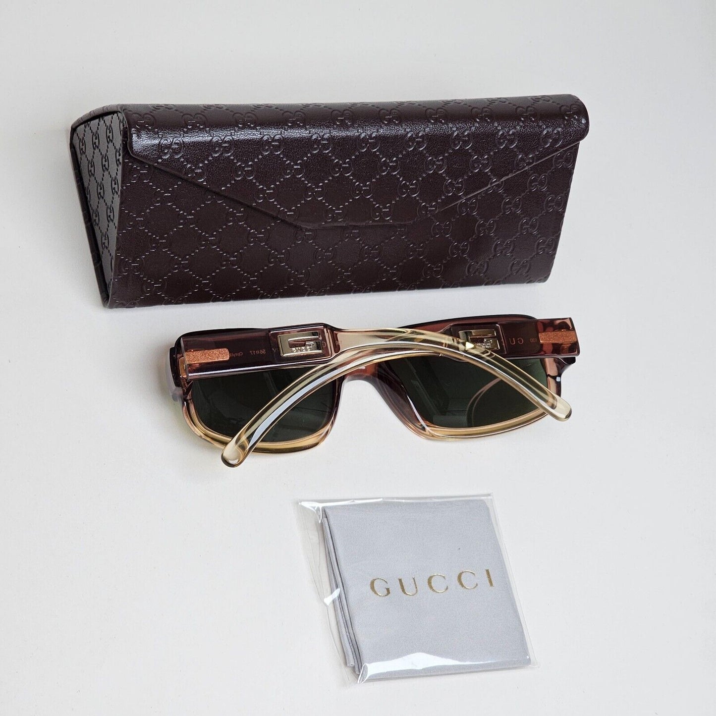 Gucci Sunglasses 1998 Vintage Brown Honey Transparent Green GG 2475/S T2V 110225