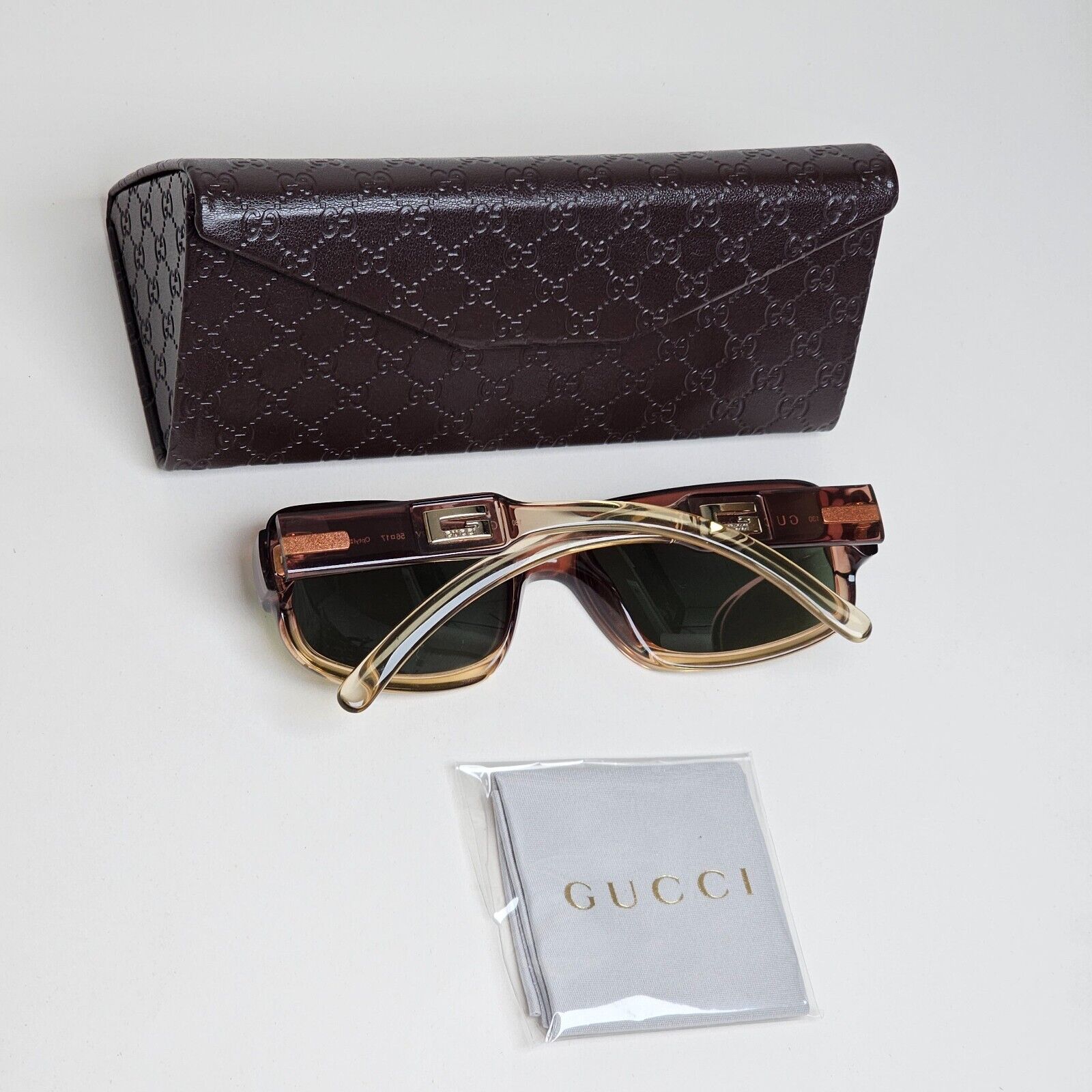 Gucci Sunglasses 1998 Vintage Brown Honey Transparent Green GG 2475/S T2V 110225