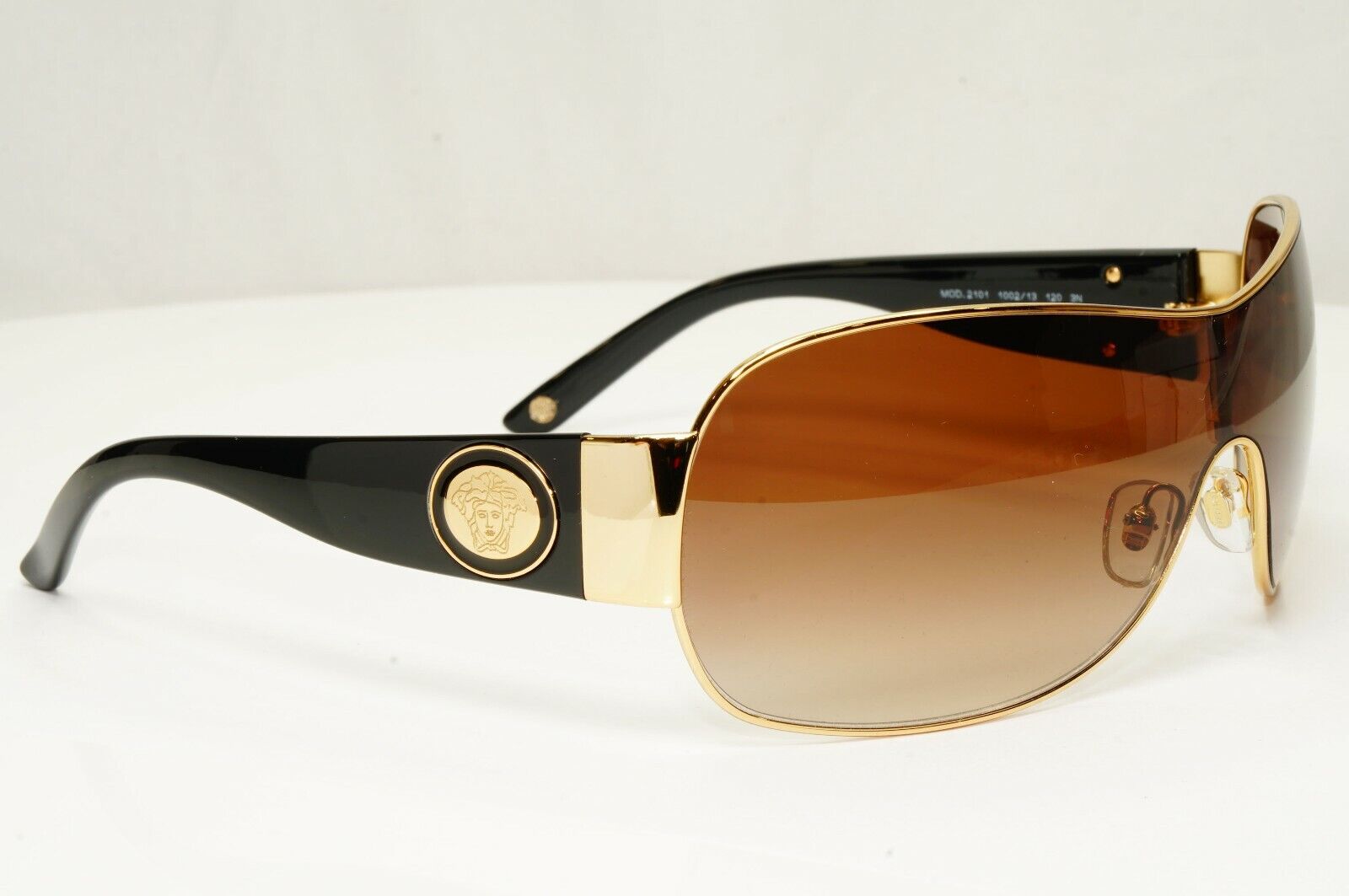 Authentic Versace Mens Womens Gold Shield Visor Medusa Sunglasses 2101 1002/13