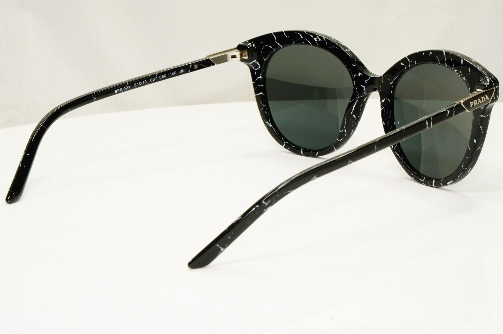 Prada Black Marble Sunglasses Lightning Womens Fashion PR02YS SPR 02Y 03Y-5S0
