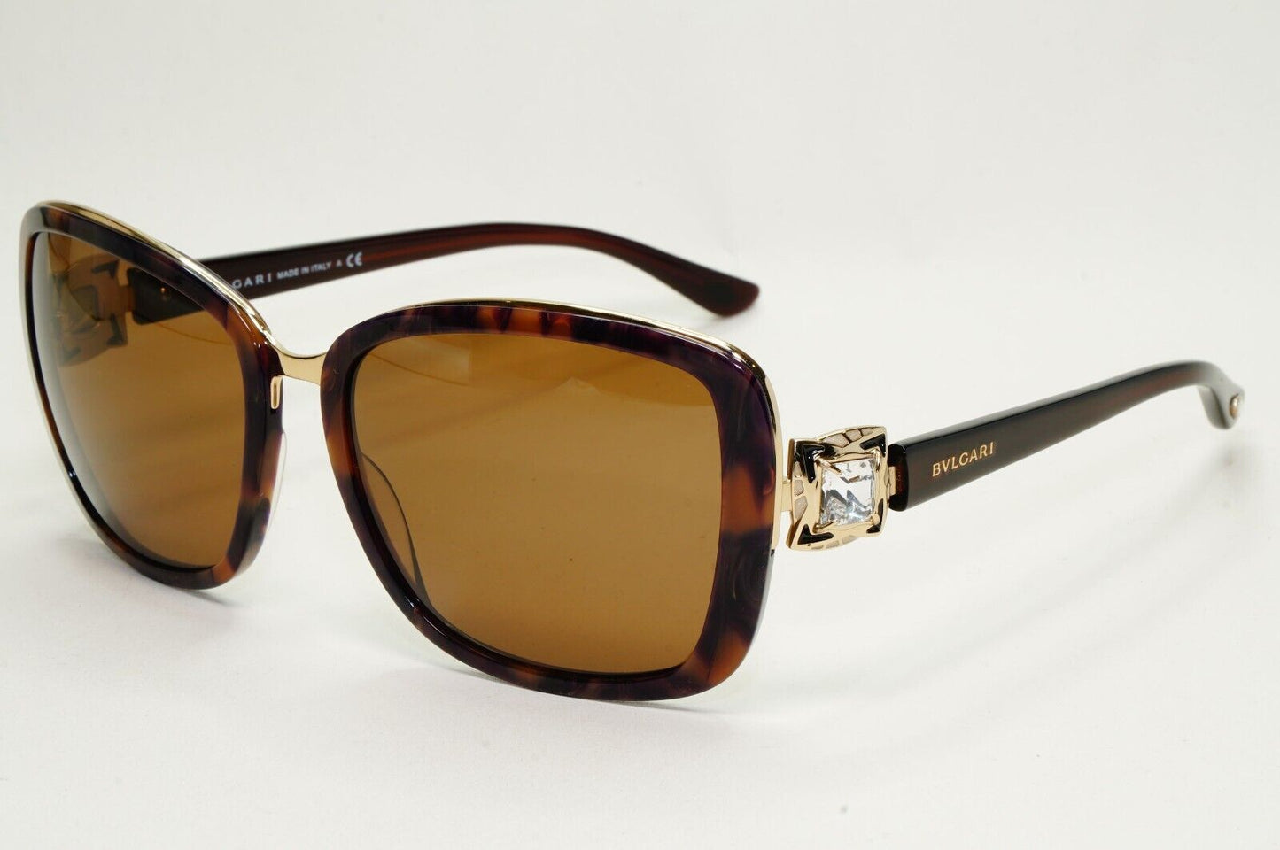 Bvlgari Sunglasses 2011 Vintage Brown Gold Crystal Square 6060-B 325/13 041124