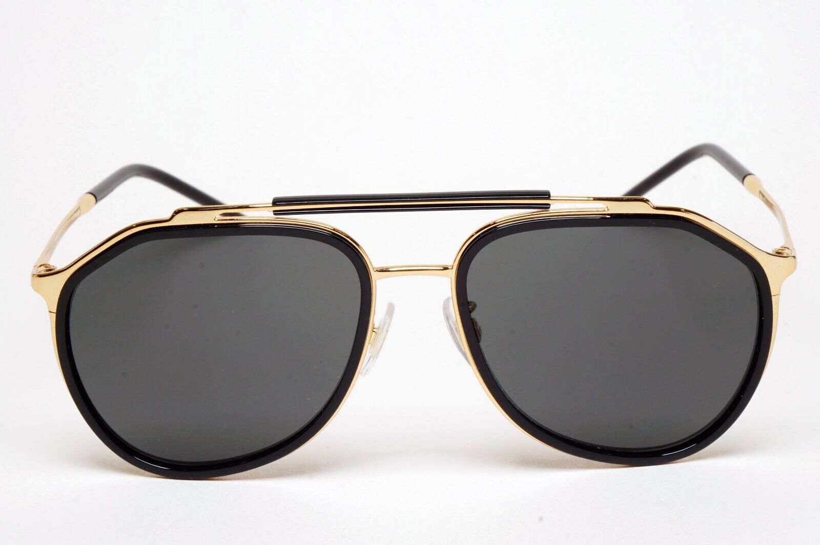 Dolce & Gabbana Sunglasses Black Gold Pilot Brow Bar D&G DG 2277 02/87 57mm