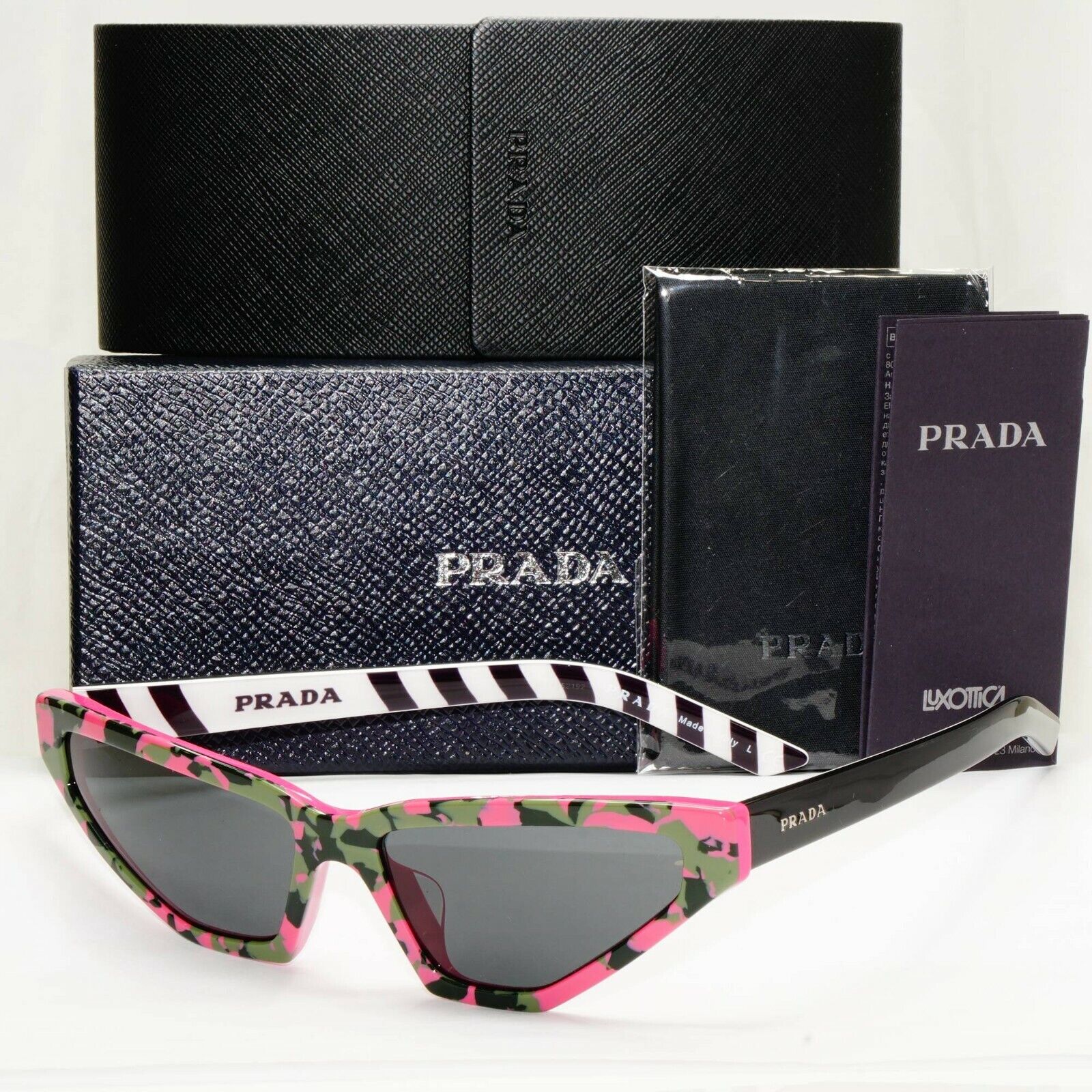 Prada Millenials Sunglasses Pink Black Green Fashion Blogger SPR 12V F 462-5S0