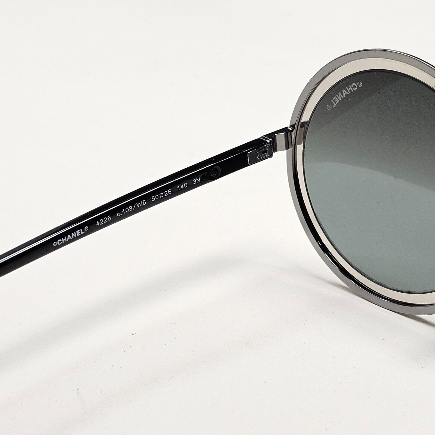 Chanel Sunglasses Round Mirror Grey Silver Black Circle 4226 c.108/W6 [a] 210924