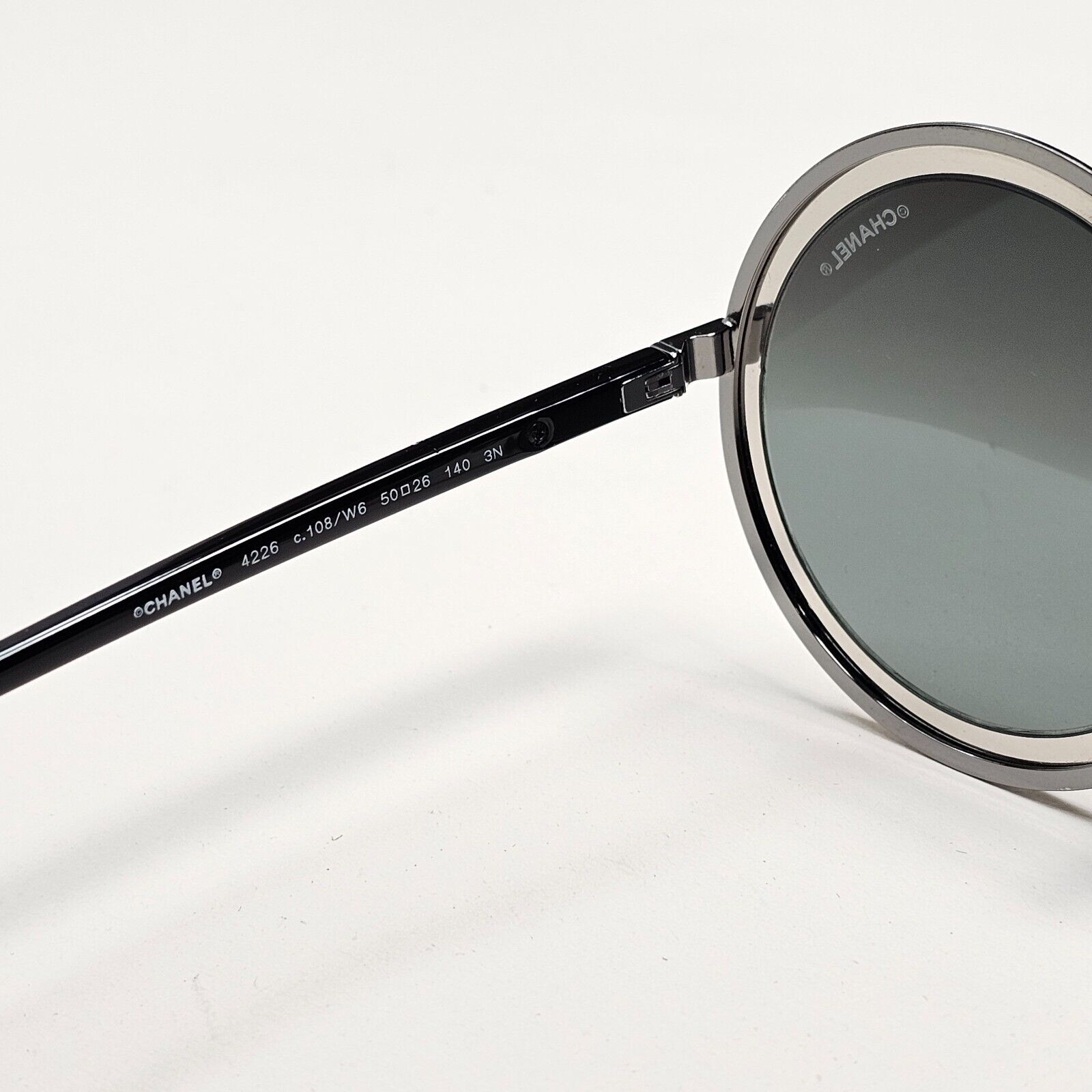 Chanel Sunglasses Round Mirror Grey Silver Black Circle 4226 c.108/W6 [a] 210924