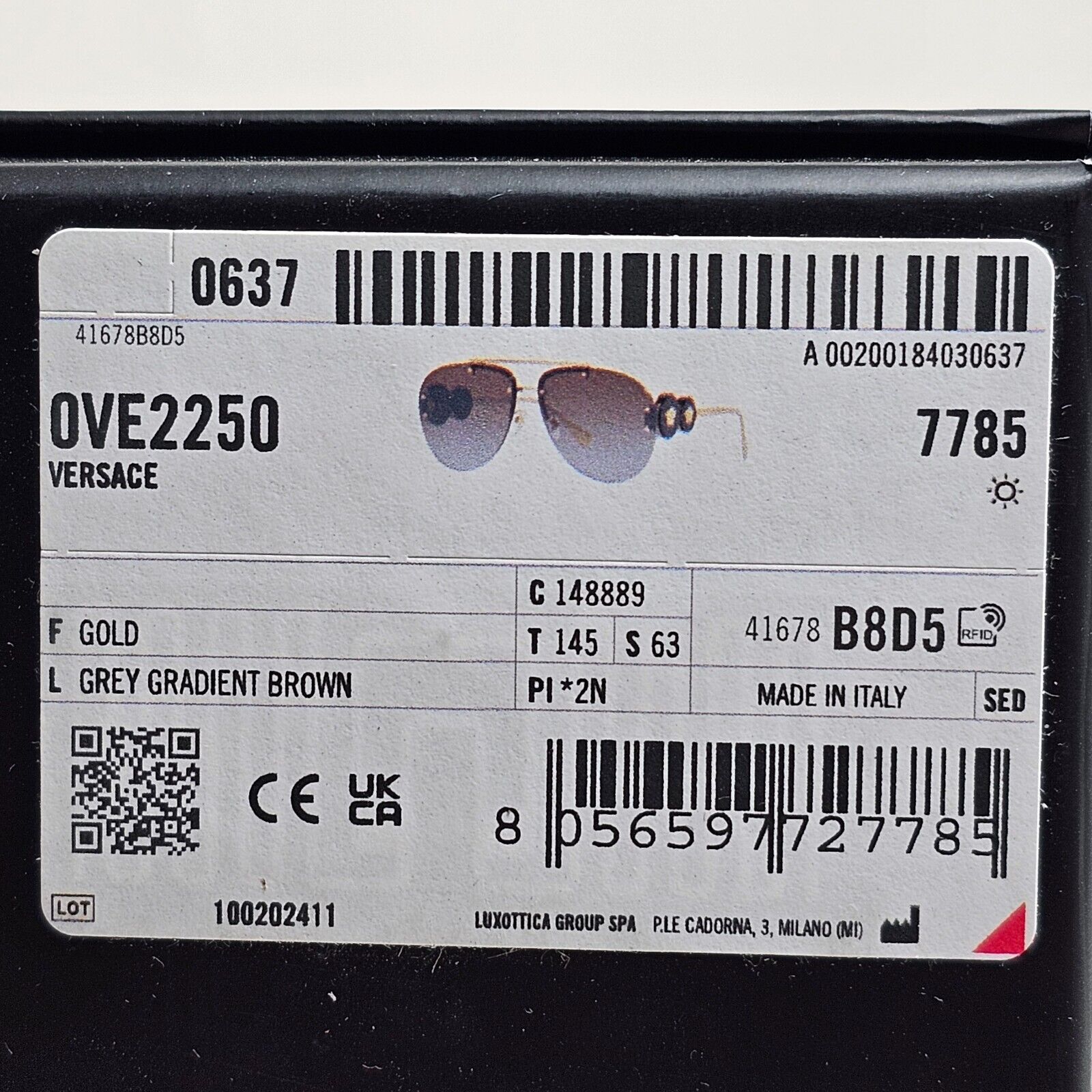 Versace Sunglasses Rimless Pilot Gold Medusa Brown MOD VE 2250 1488/89