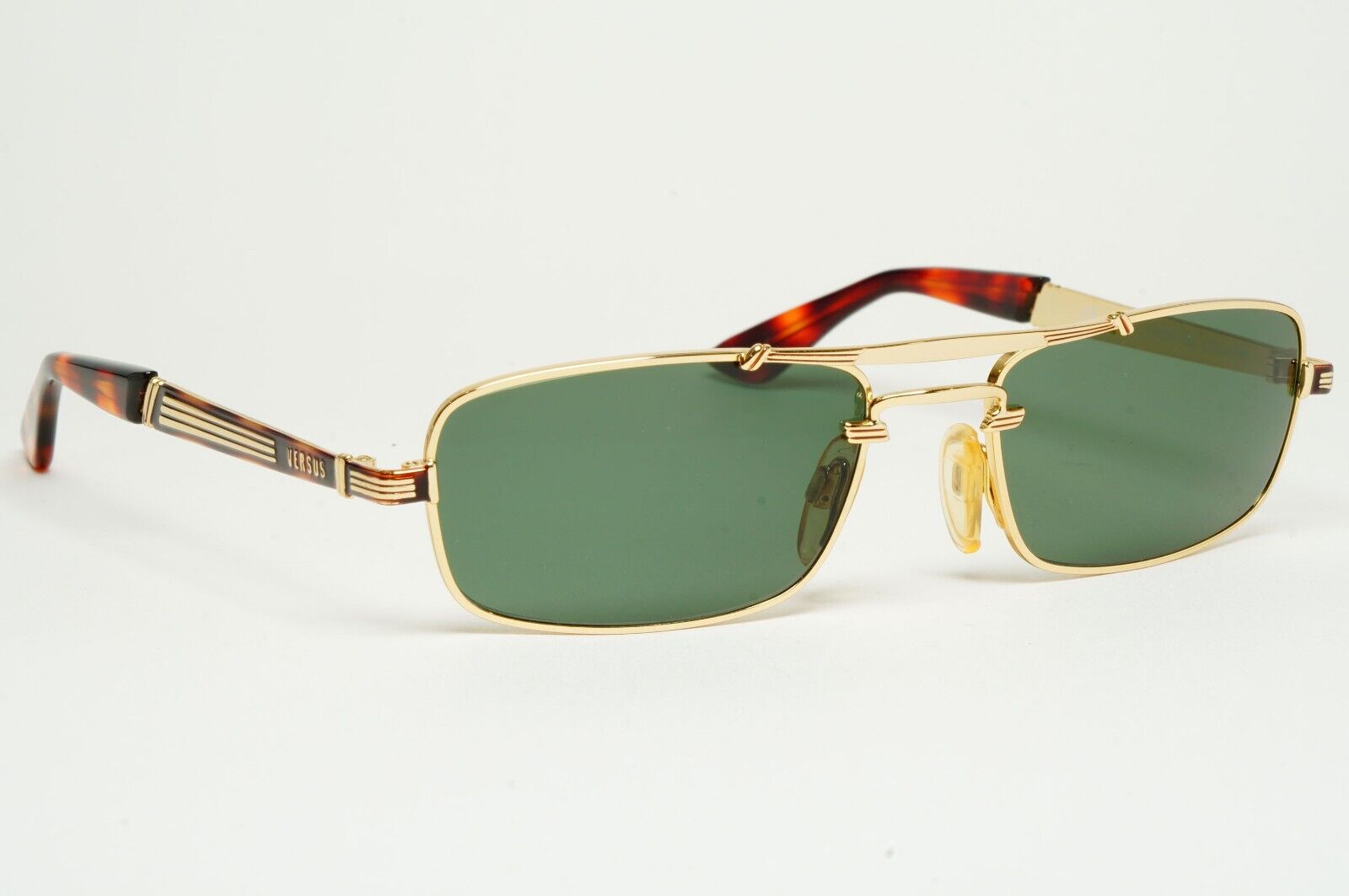 Versus Sunglasses 1996 by Gianni Versace Vintage Rectangle Green MOD F06 COL 32M