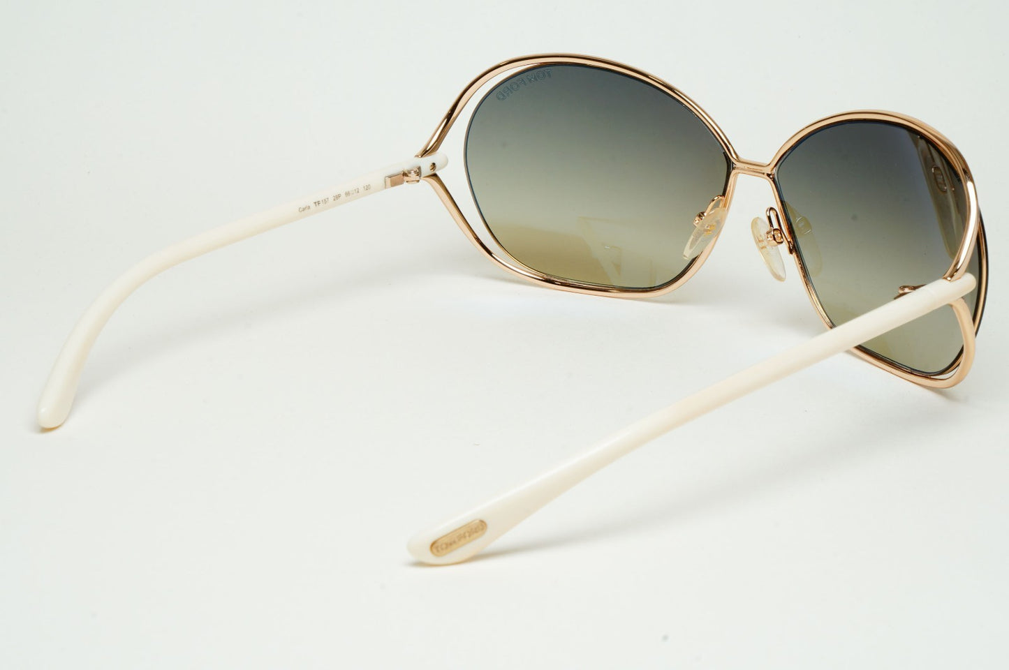 Tom Ford Sunglasses Carla Gold Grey Green Gradient White FT0157 TF 157 28P