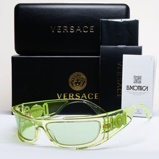 Versace Sunglasses Unisex Wrap Gold Medusa Transparent Green MOD VE 4446 5413/7