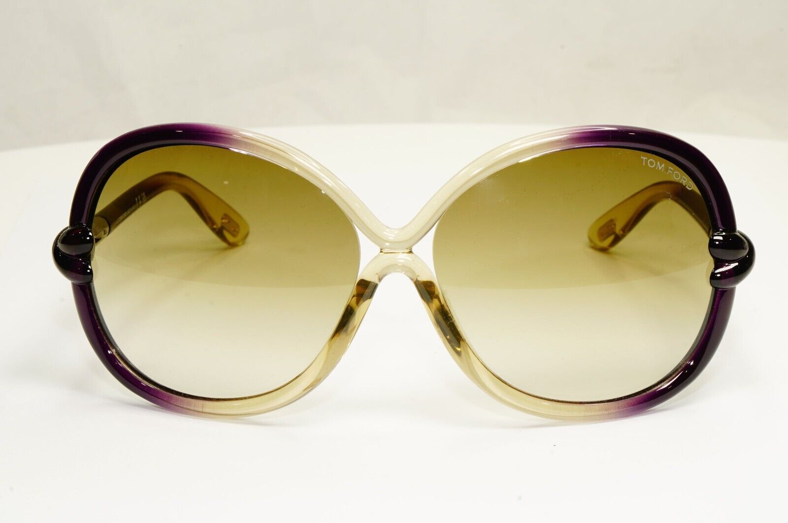 Tom Ford Oversized Sunglasses Knot Brown Gradient Purple TF 185 Sonja 95P 37809