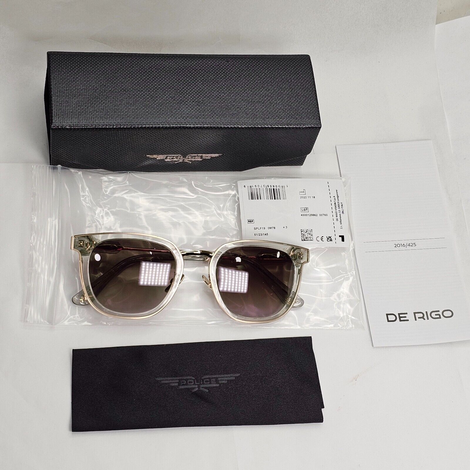 Police Sunglasses Transparent Gold Brown Gradient SPL F19 Prince 3 COL 0M78 51mm