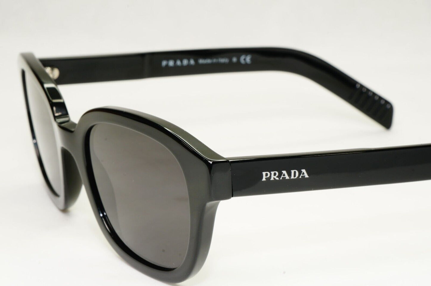 Prada Sunglasses Black Glossy Thick Rims Square PR11WV VPR 11W 1AB-1O1 50mm