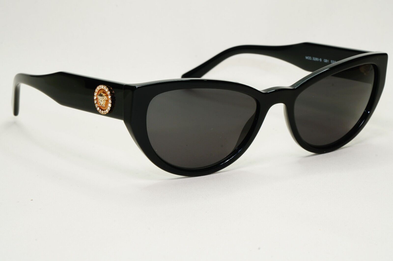 Versace Sunglasses Black Gold Medusa Cat Eye MOD VE 3280-B GB1 53mm