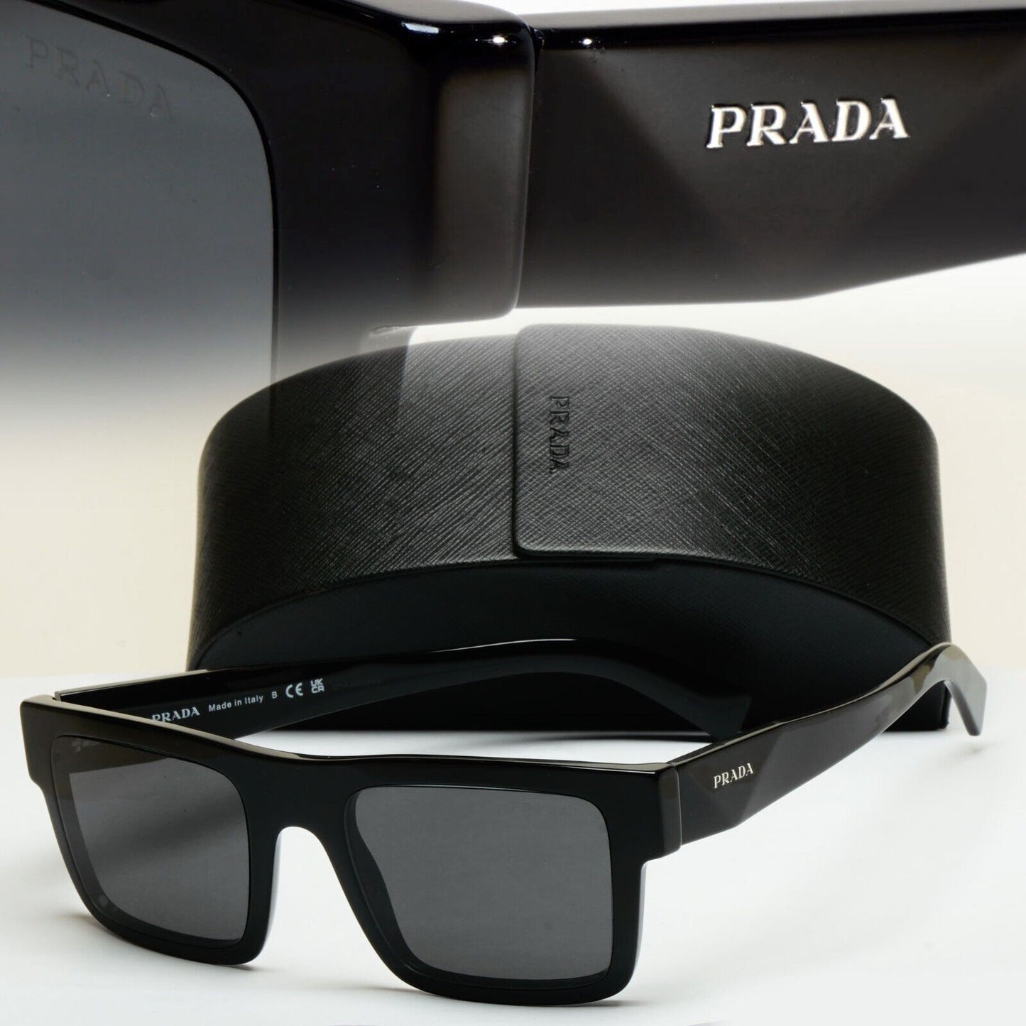 Prada Sunglasses 2023 Black Symbole Square PR19WS SPR 19W 1AB-5S0 52mm 210125