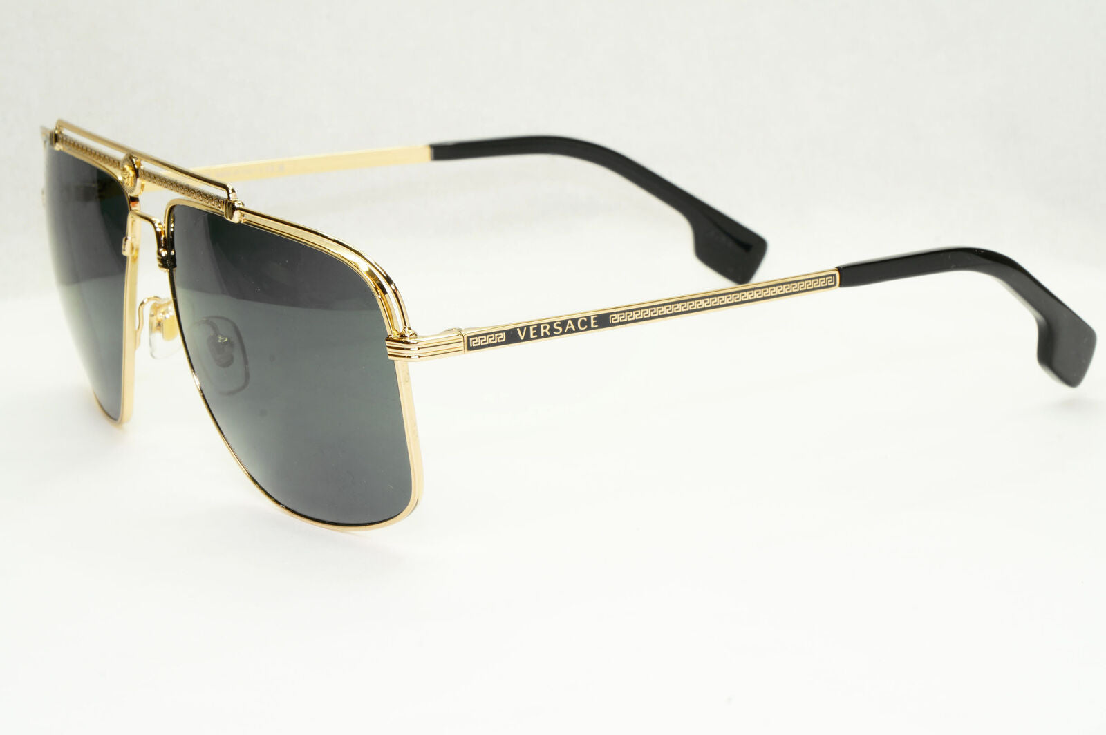 Versace Sunglasses Gold Black Medusa Square Meander MOD 2242 1002/87