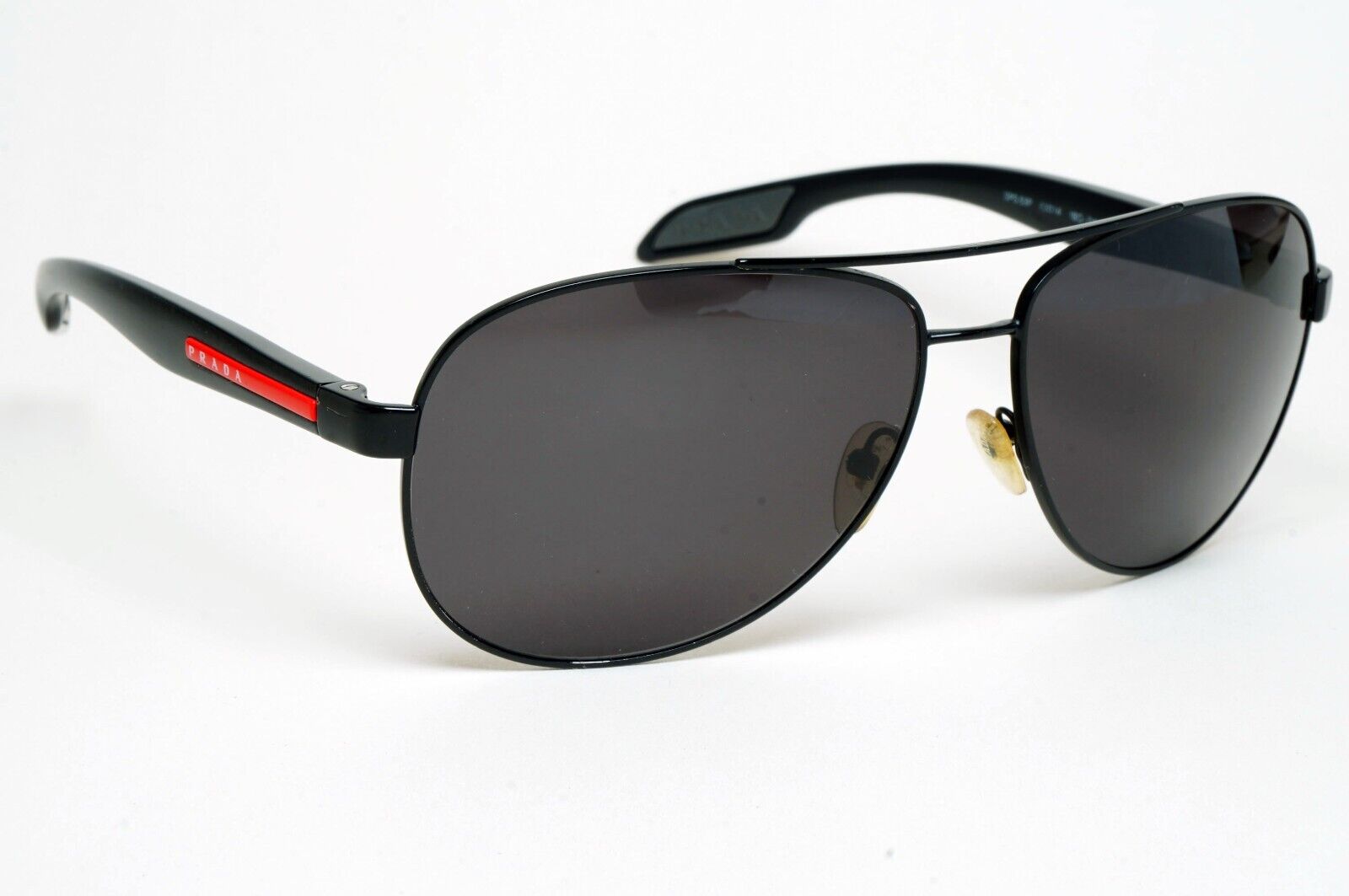 Prada Sunglasses Black Pilot Red Stripe PS53PS SPS 53P 1BO-7W1 62mm 110225