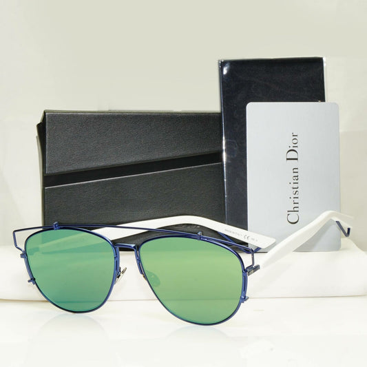 Authentic Dior Womens Sunglasses Flat Green Blue White Mirror Technologic TVCAF
