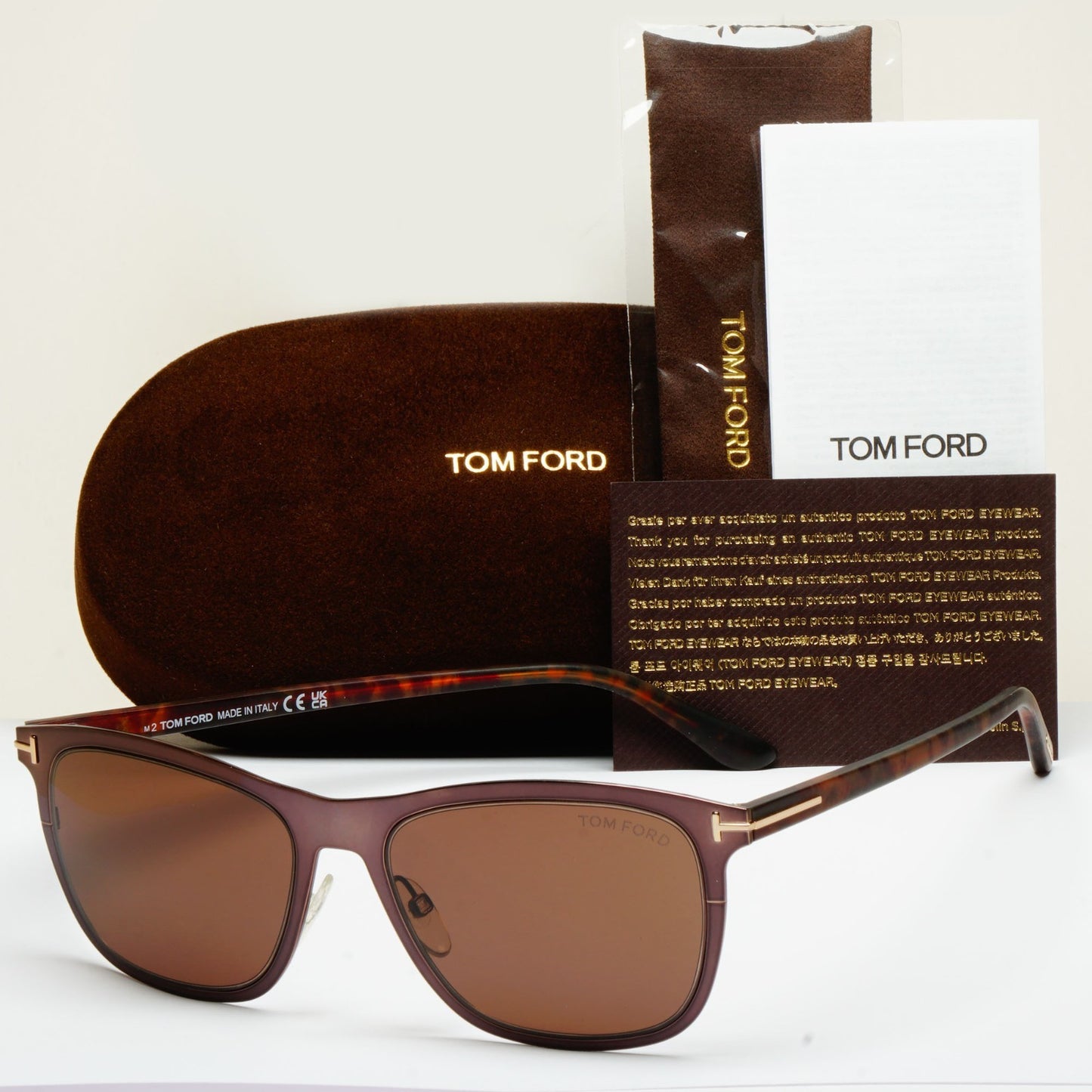 Tom Ford Sunglasses Alasdhair Brown Metal Rim FT0526 TF 526 48J 55mm