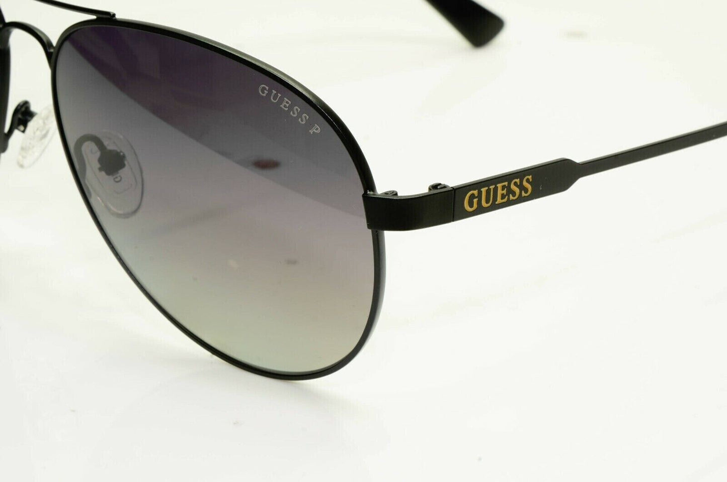Guess Sunglasses Polarized Black Mens Designer Smoke Pilot GU 7664 02D [b] 38977