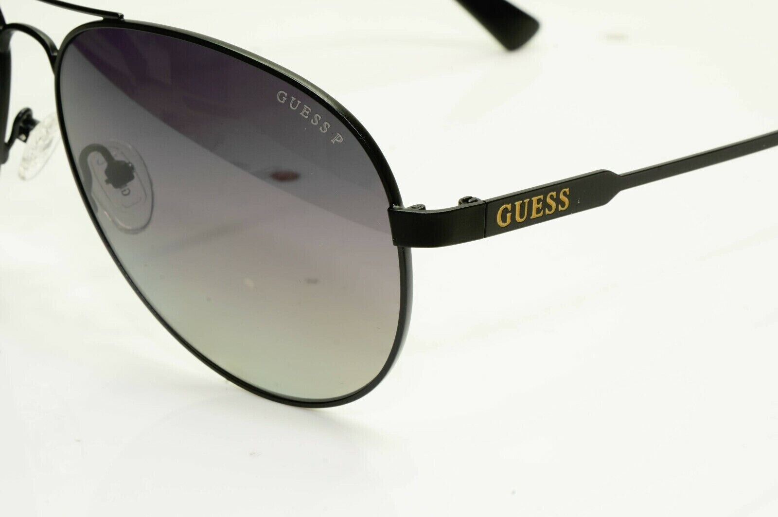 Guess Sunglasses Polarized Black Mens Designer Smoke Pilot GU 7664 02D [b] 38977