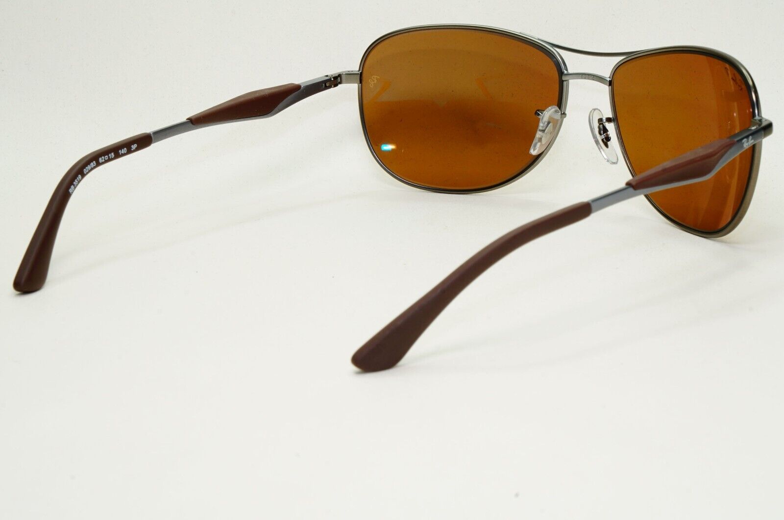 Ray-Ban Sunglasses Polarized Gunmetal Brown Meta Pilot Wrap RB 3519 029/83 62mm