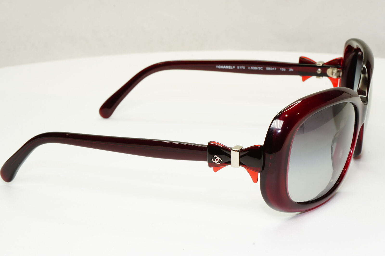 Chanel Bow Sunglasses Burgundy Red Grey Gradient 5170 c.539/3C 290323