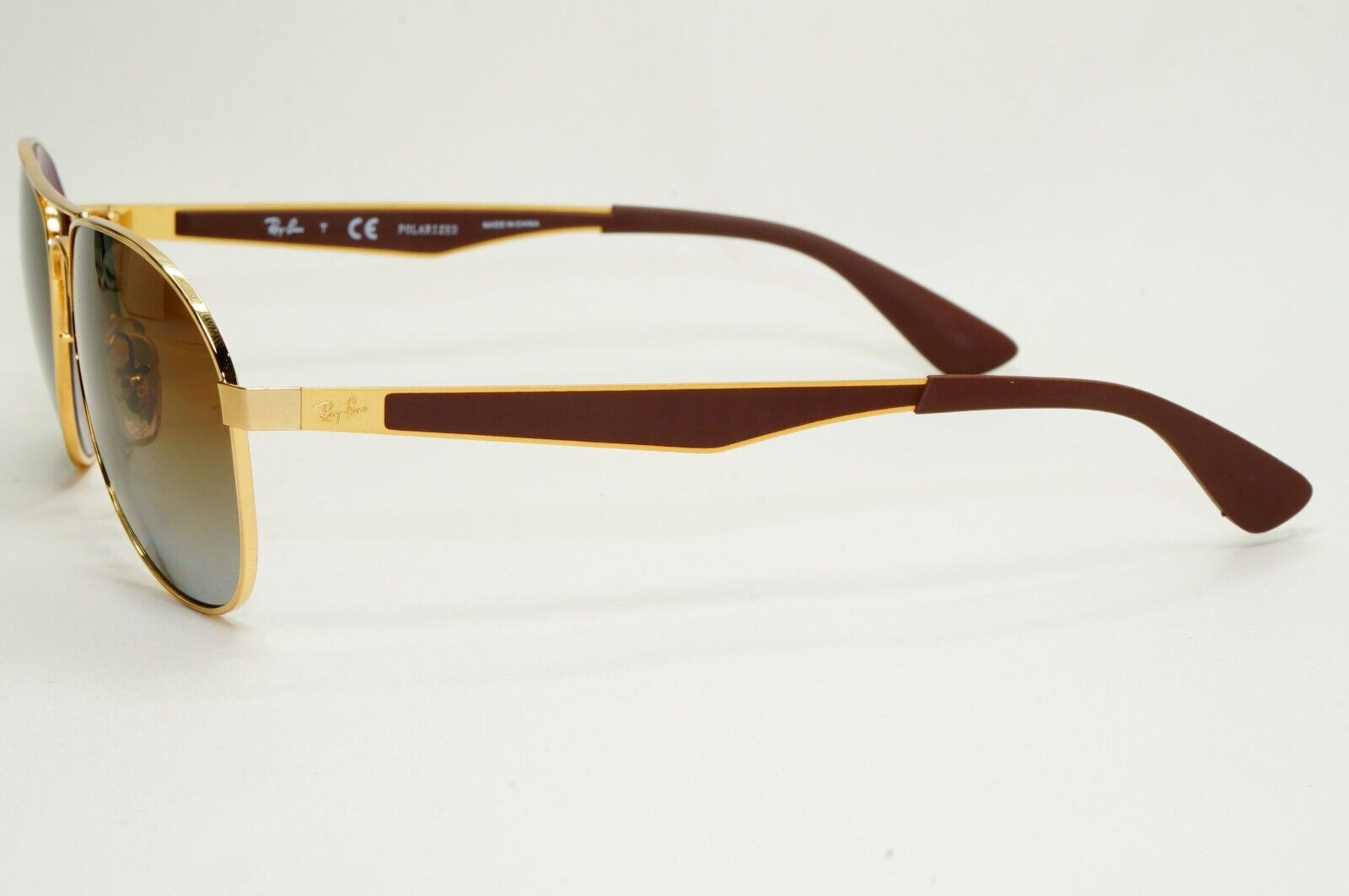 Ray-Ban Sunglasses Polarized Gold Brown Gradient Metal Pilot RB 3549 001/T5 58mm