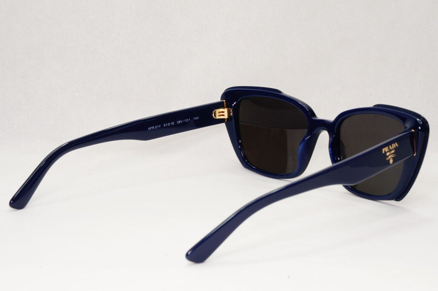Prada Sunglasses Black Dark Blue Square Glossy PR01YV VPR 01Y 08V-1O1 51mm