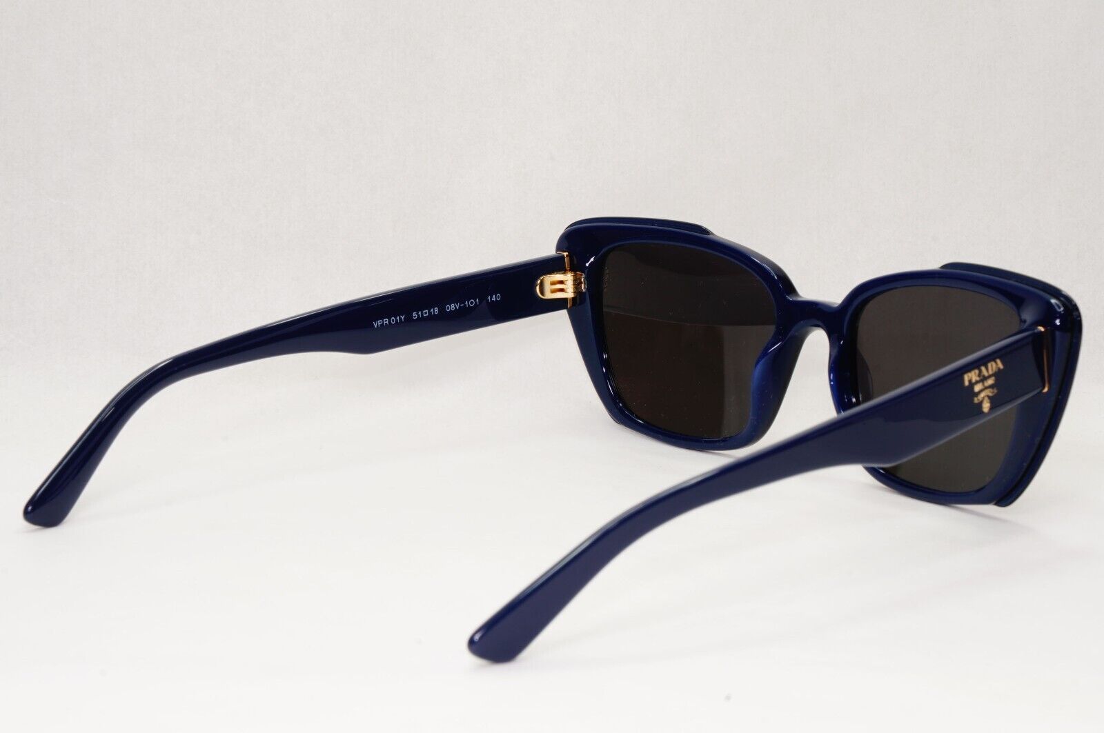 Prada Sunglasses Black Dark Blue Square Glossy PR01YV VPR 01Y 08V-1O1 51mm