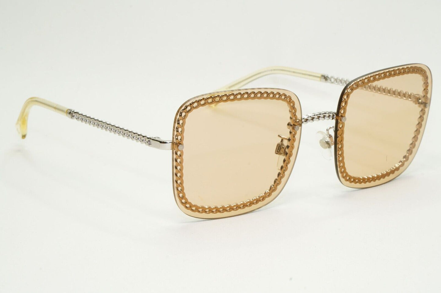 Chanel Sunglasses Chain Square Silver Light Brown Lens 4244 c.124/73 57mm