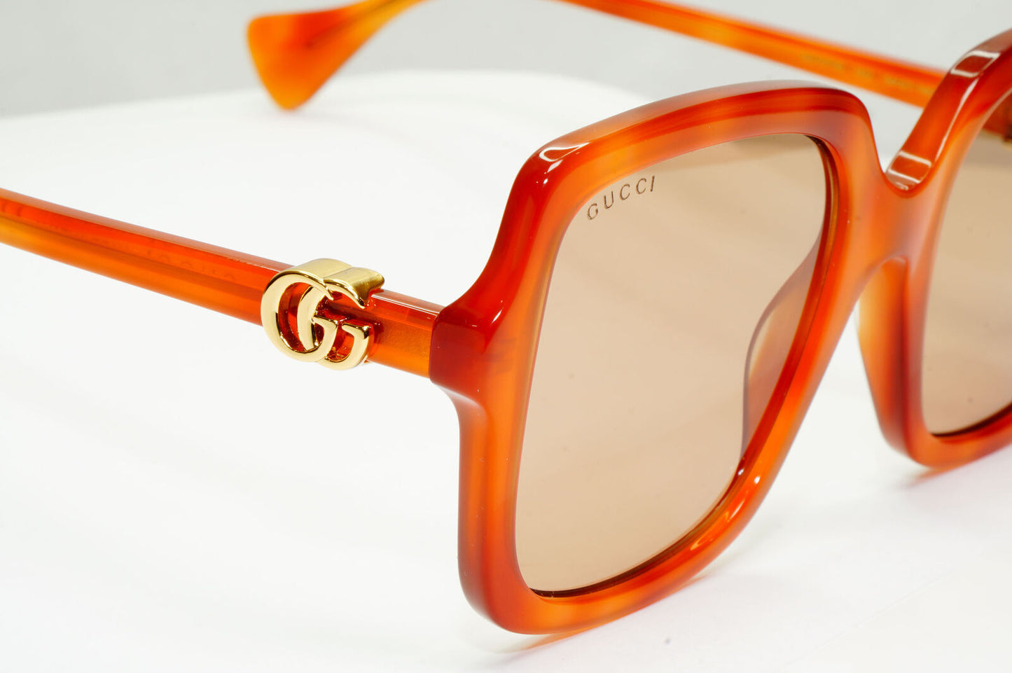 Gucci Oversized Square Sunglasses Brown Gold Large GG 1070S 002 251122