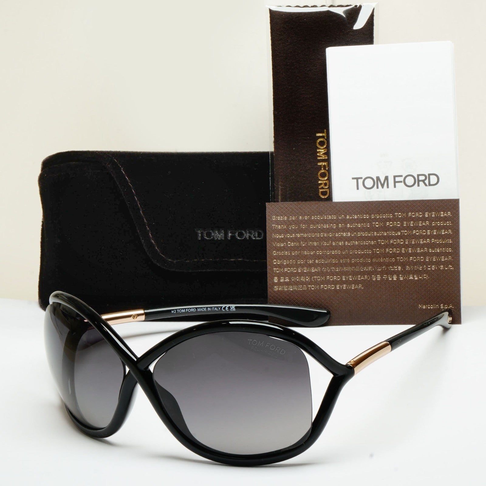 Tom Ford Sunglasses Whitney Polarized Black Grey Gold FT0009 TF 9 01D