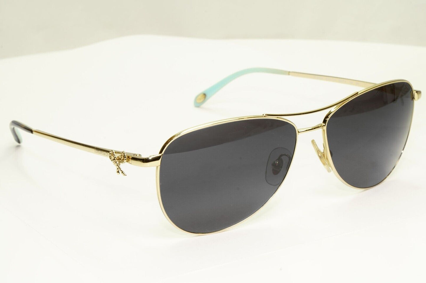 Tiffany & Co Gold Bow Rope Sunglasses Pilot Black Ribbons TF 3044 6021/64 30928A