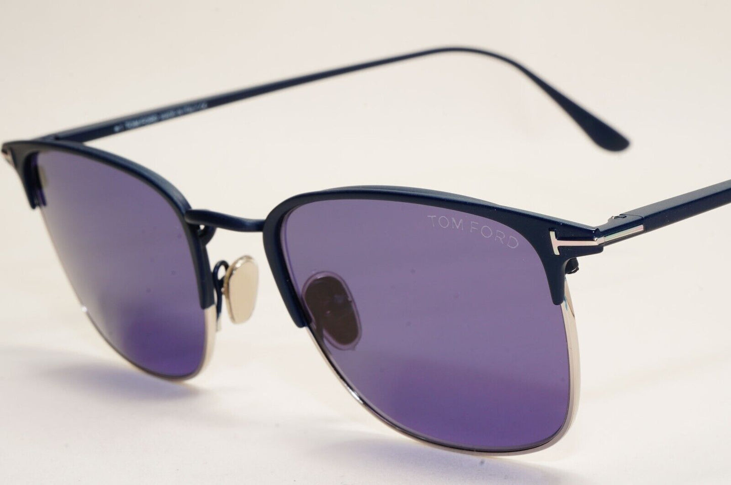 Tom Ford Sunglasses Dark Blue Gold Metal Square Liv FT0851 TF 851 91V 52mm