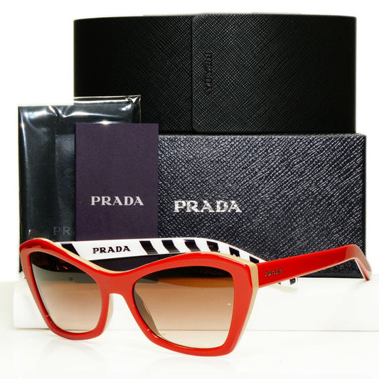 Prada Red Brown Sunglasses Ultravox Fashion Blogger Womens SPR 07X 543-6S1