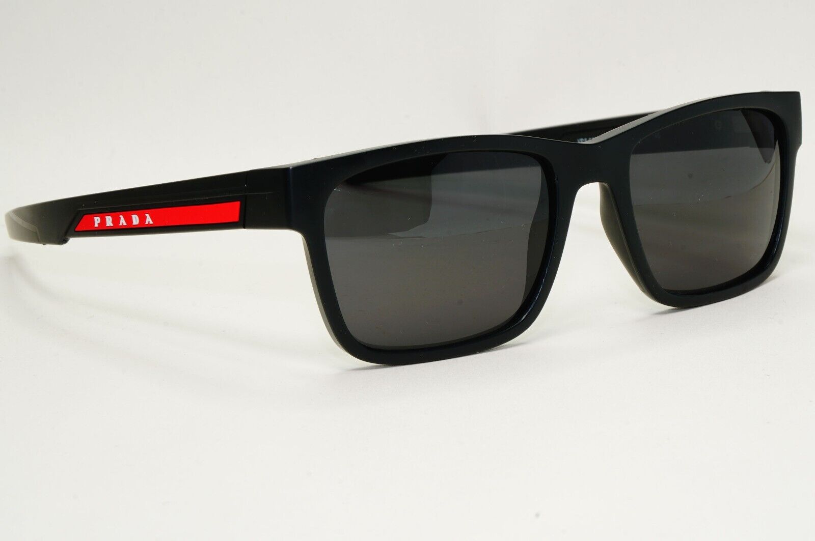 Prada Sunglasses Black Matte Rubber Square Red Rossa PS02PV VPS 02P 1BO-1O1 55mm