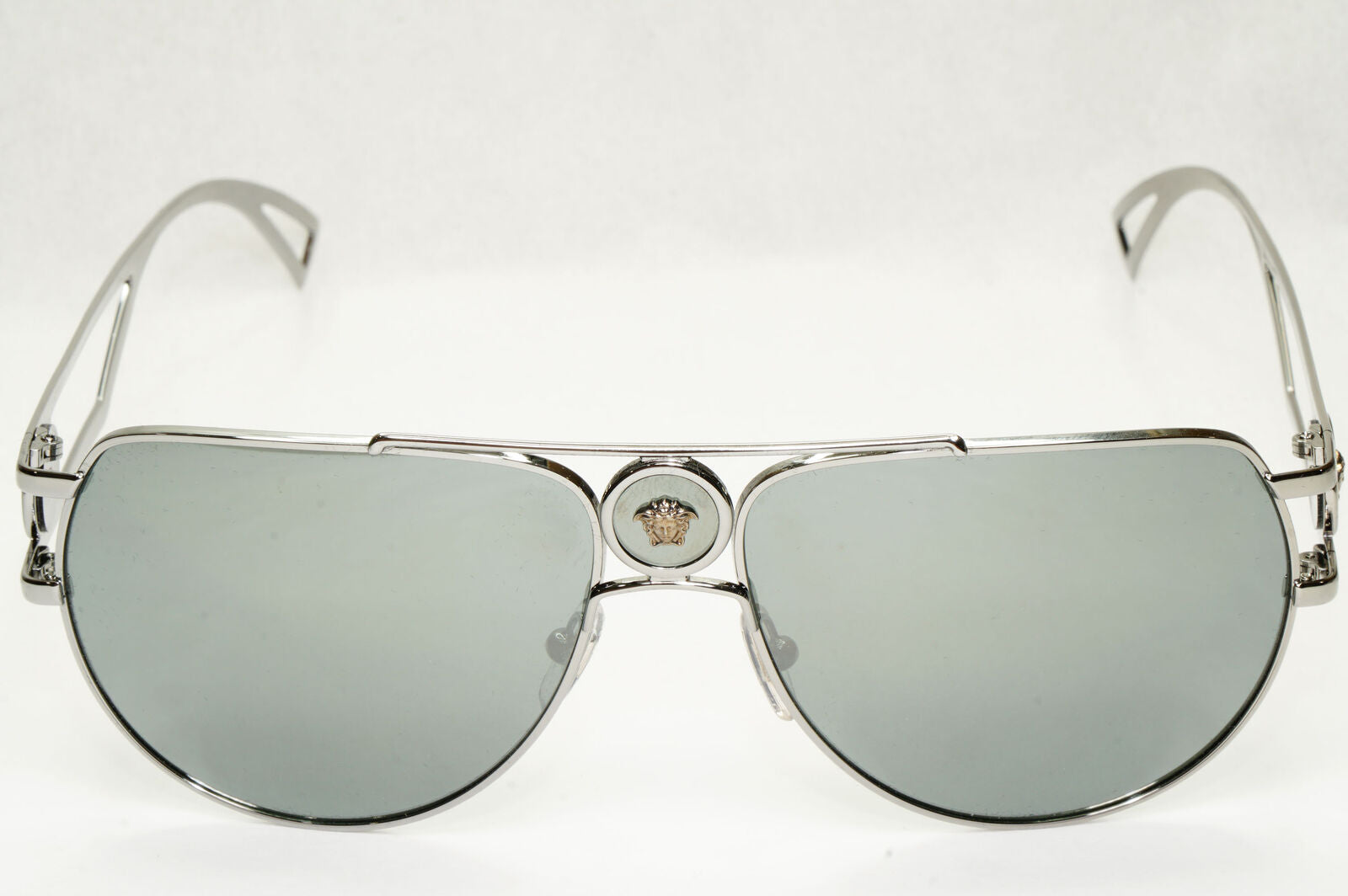 Versace Sunglassess Silver Mirror Gunmetal Pilot Medusa MOD VE 2225 1001/6G