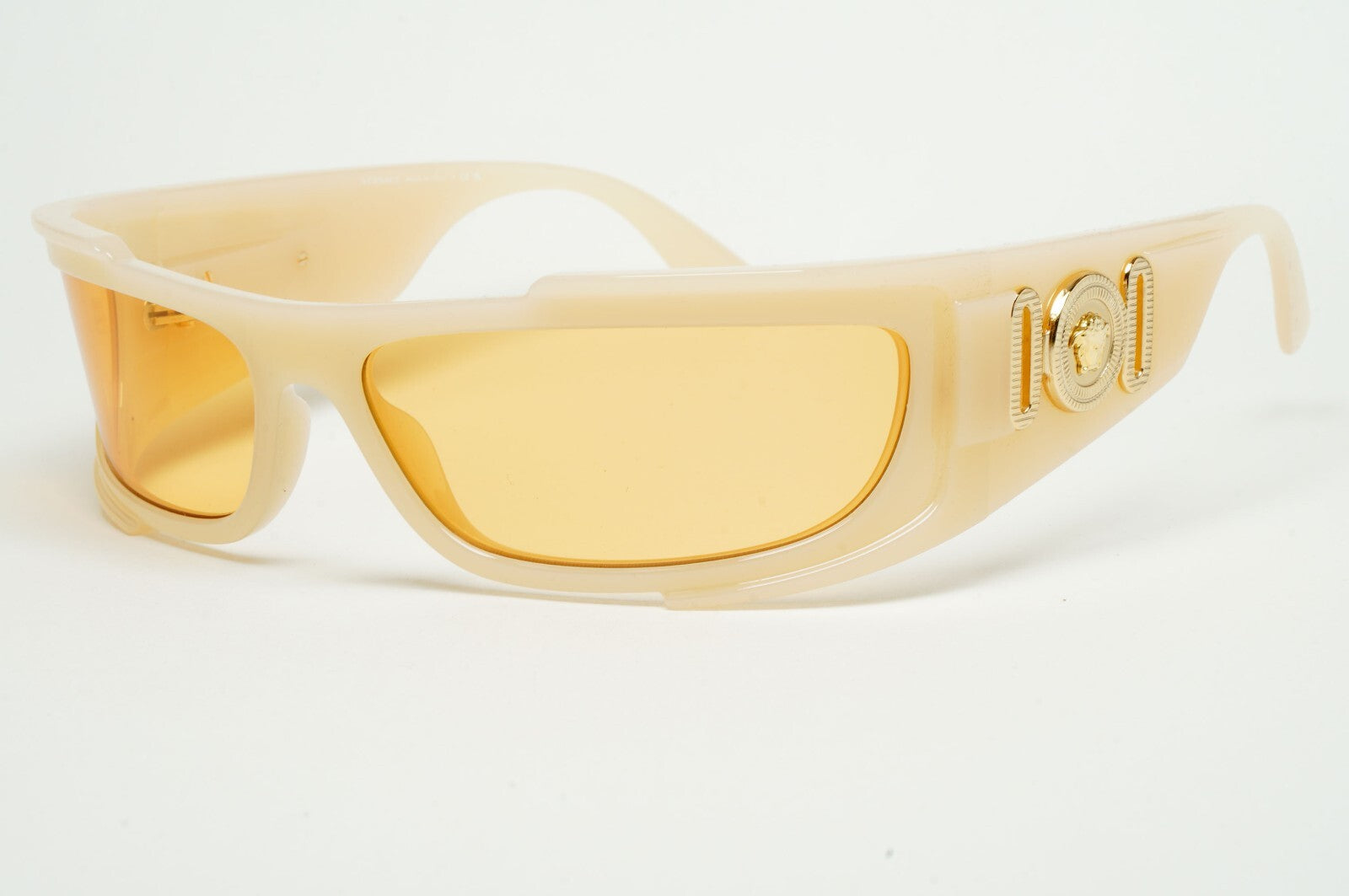 Versace Sunglasses Unisex Wrap Gold Medusa Opal Beige Orange MOD VE 4446 5413/7