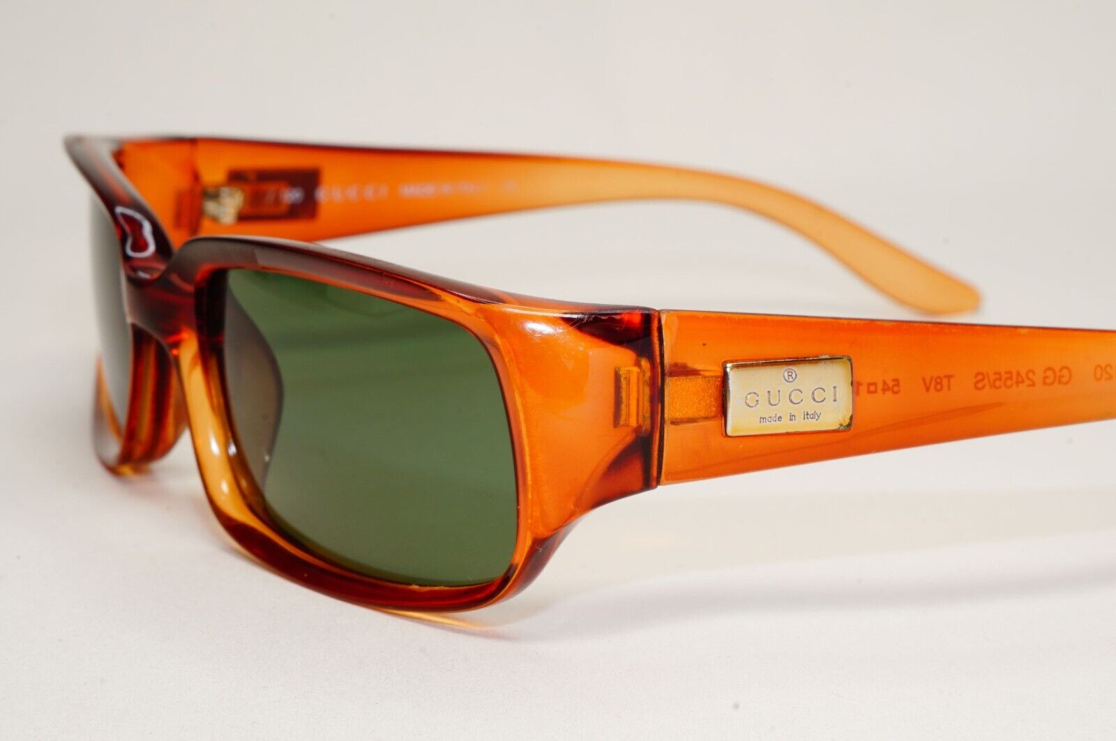 Gucci Sunglasses 1999 Vintage Brown Honey Green Rectangle GG 2455/S T8V 131024