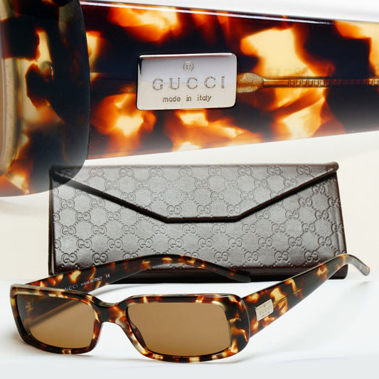 Gucci Sunglasses 1998 Vintage Brown Tortoise Rectangle GG 2450/S 4TM 52mm 120125