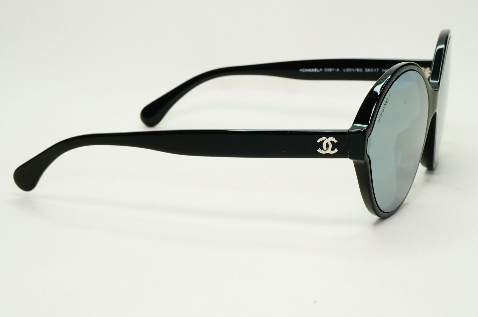 Chanel Sunglasses Black Grey Mirrored Silver Round 5387-A c.501/6G 58mm