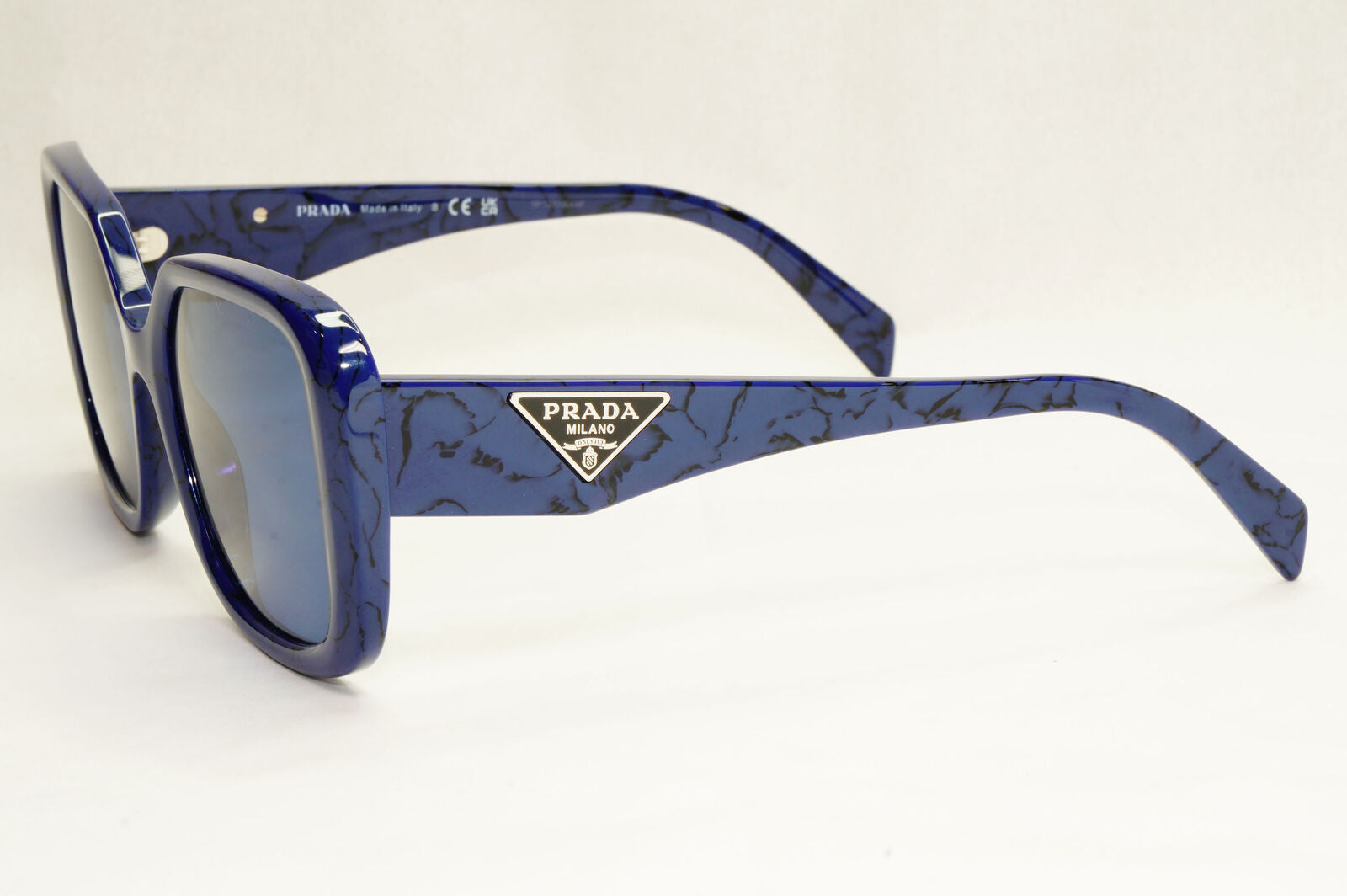 Prada Sunglasses Blue Triangle Symbole Marble Square PR10ZV VPR 10Z 18D-1O1 53mm
