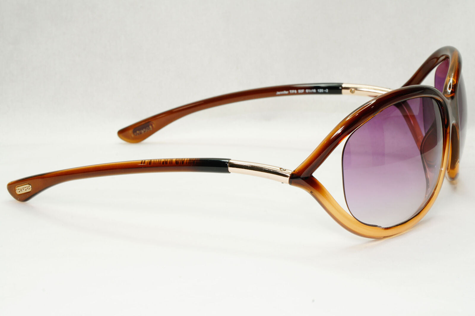 Tom Ford Sunglasses Jennifer Brown Gold Violet Gradient Wrap FT0008 TF8 50F