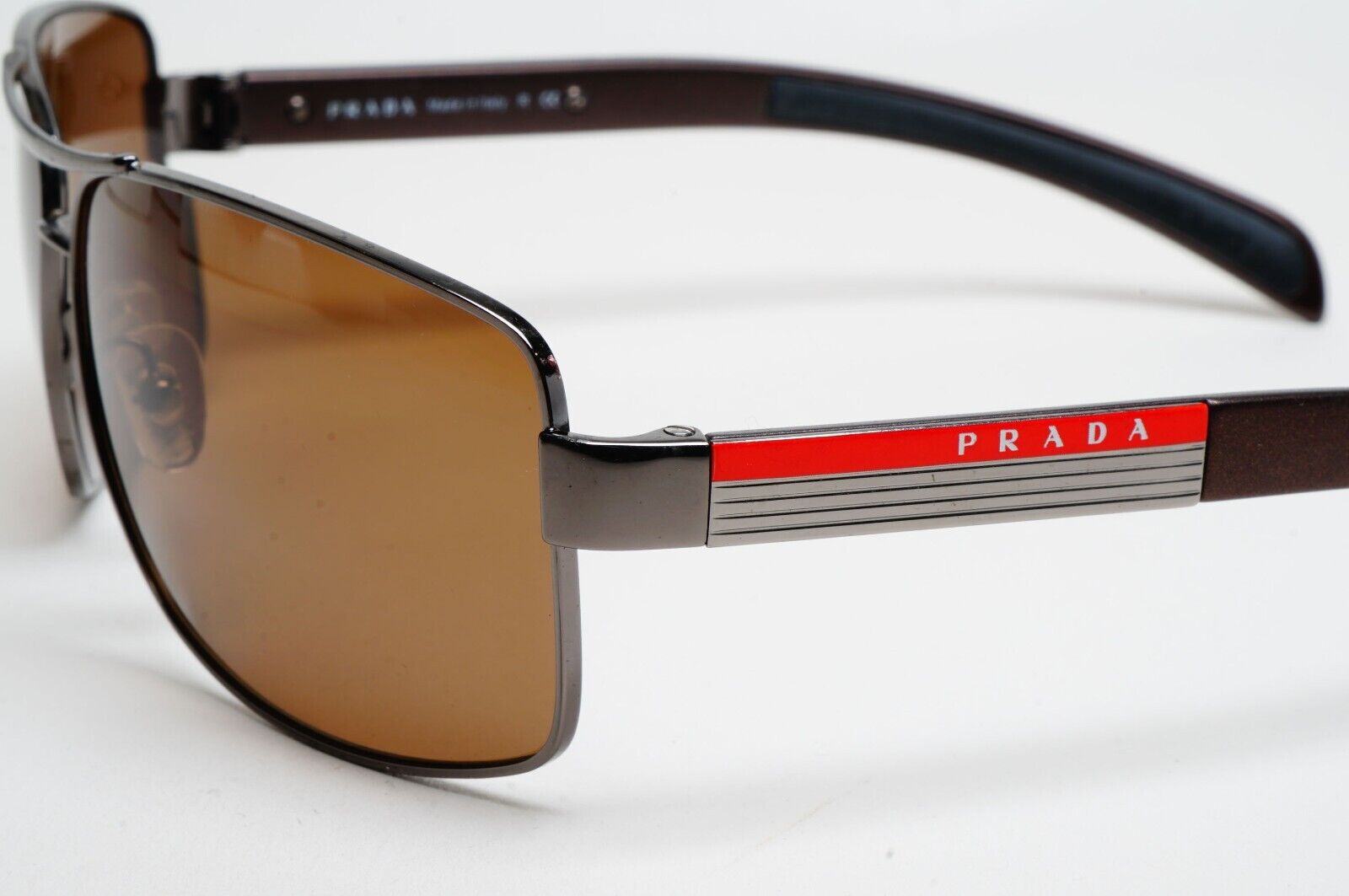 Prada Sunglasses Brown Gunmetal Wrap Navigator PS54IS SPS 54I 5AV-6S1 231124