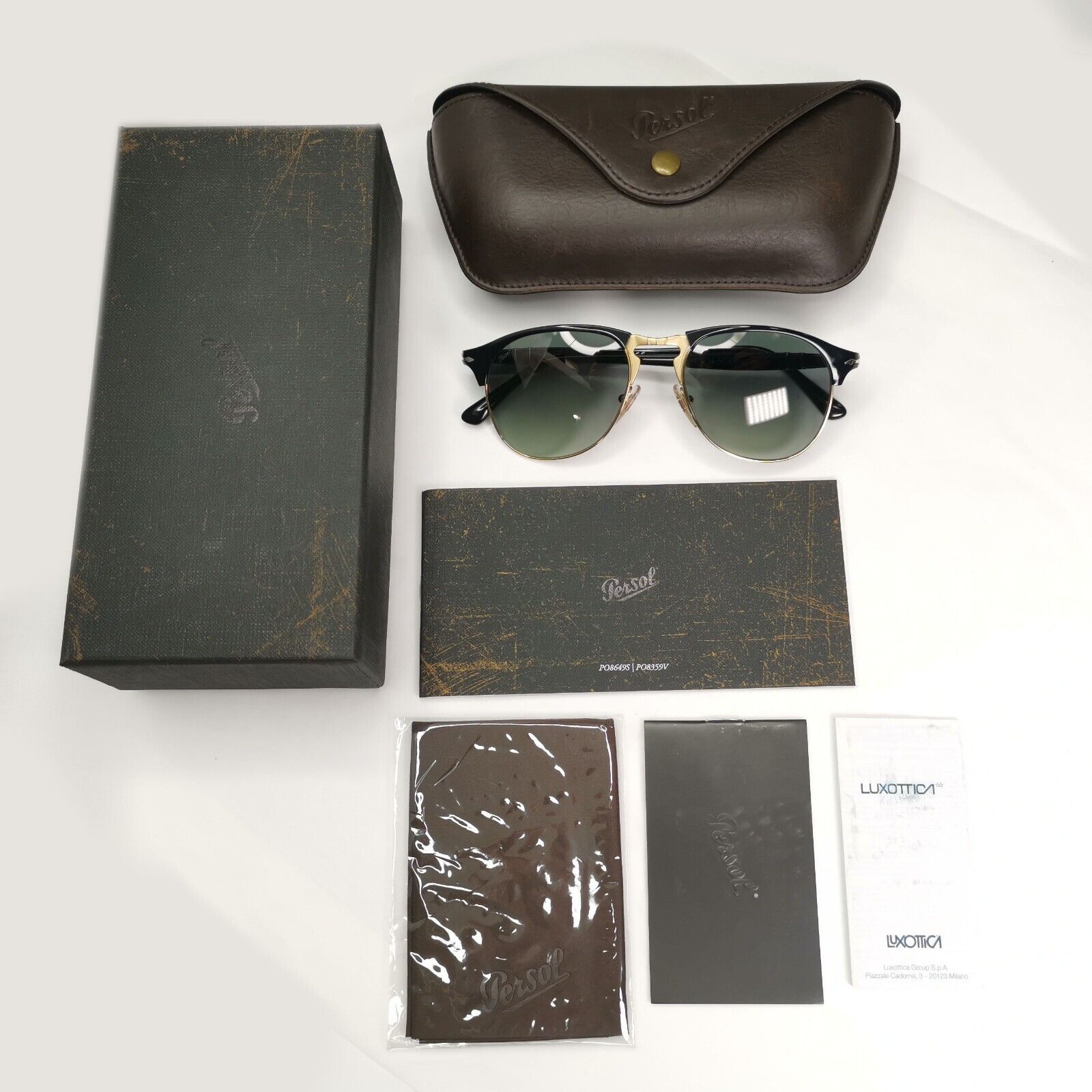 Persol Sunglasses 2015 Black Grey Gradient Pilot Vintage 8649-S 95/71 53mm