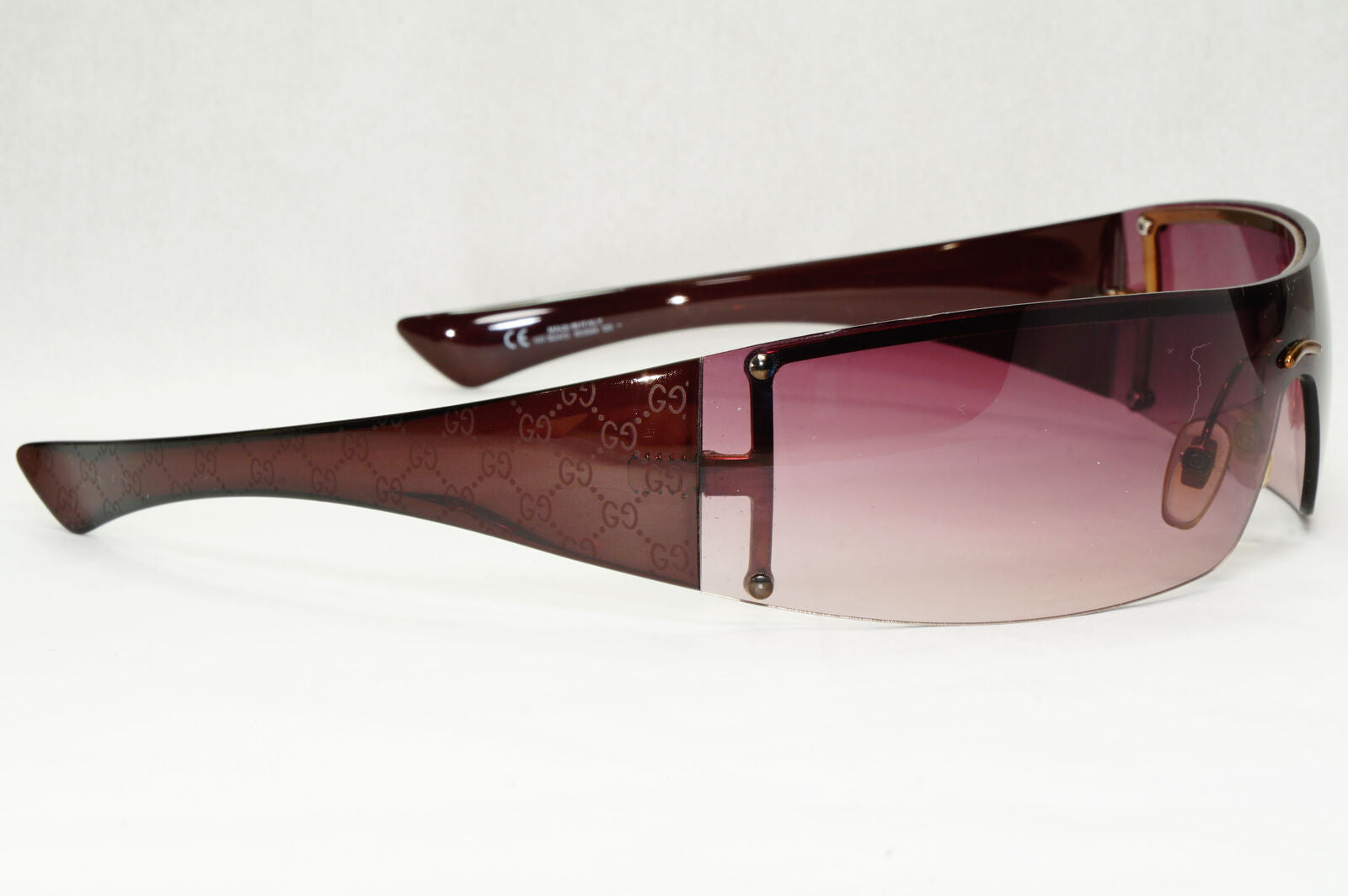 Gucci Monogram Sunglasses 2006 Vintage Shield Unisex Brown GG 1824 RHA94 191223
