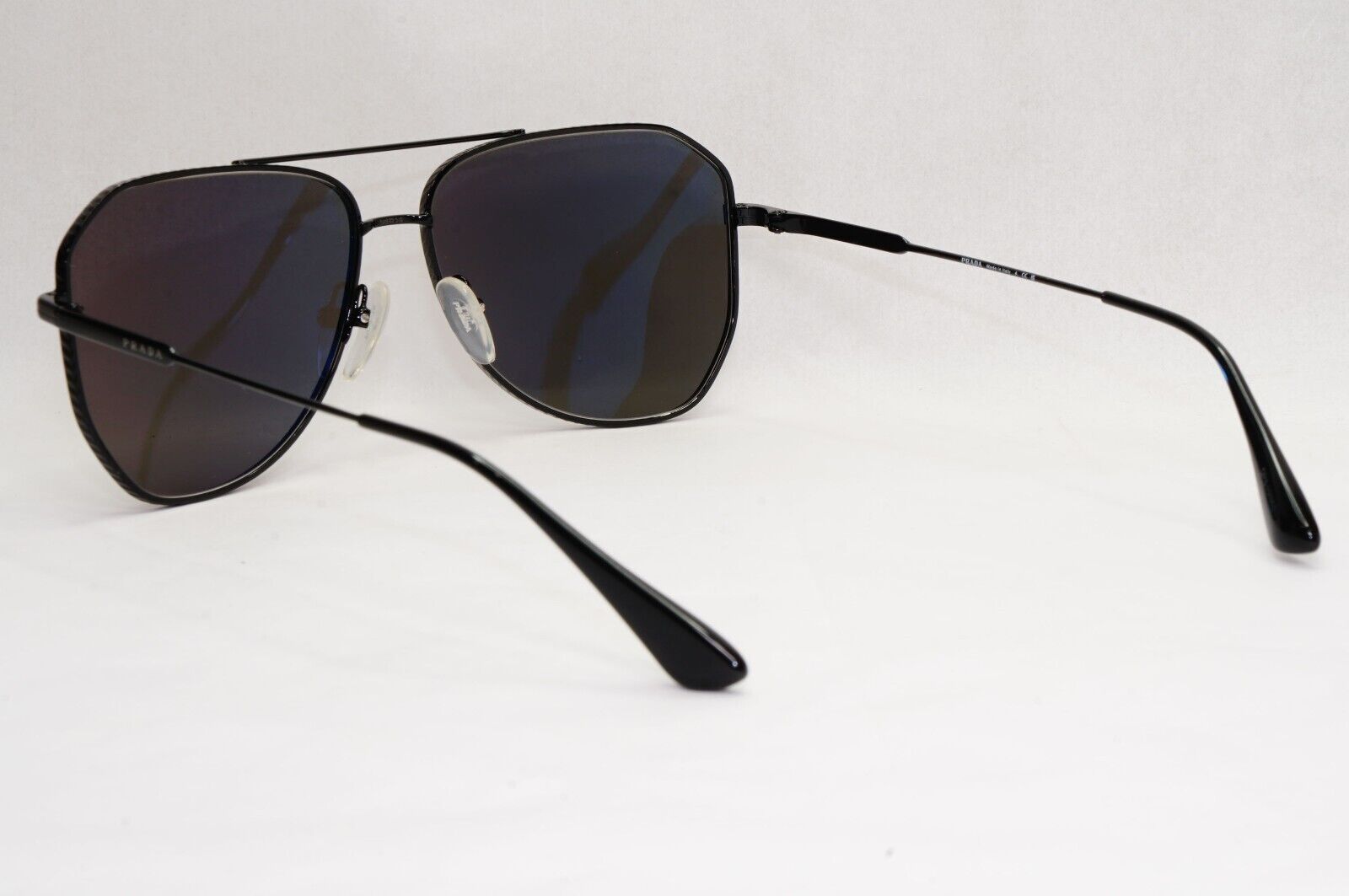 Prada Sunglasses Black Glass Lens Grey Pilot Square PR63XS SPR 63X 1AB-731 39536